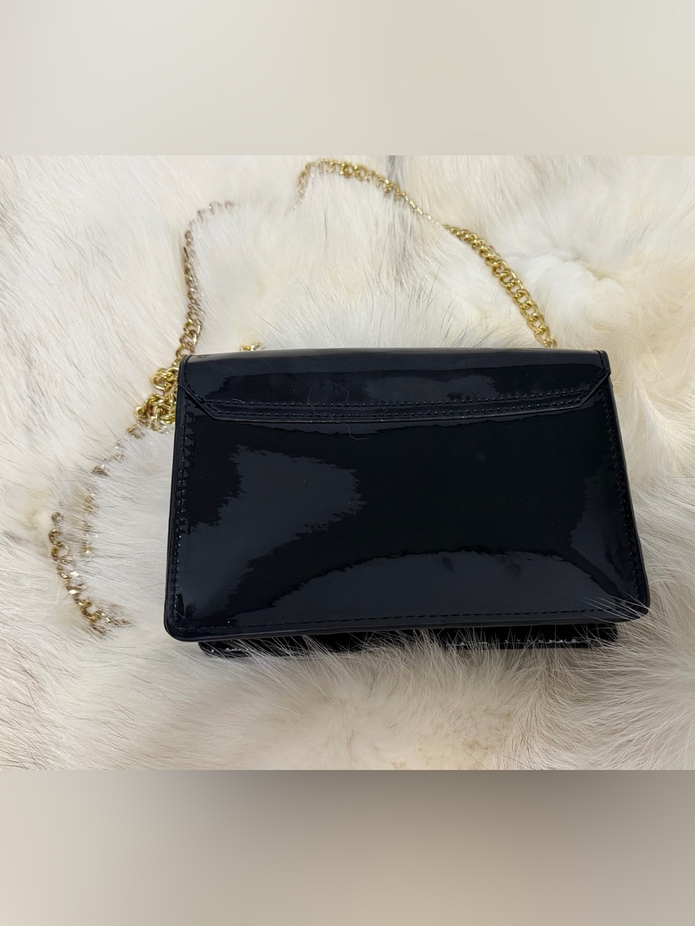 NEW Jimmy Choo Black Patent Leather Chain Strap Crossbody Bag Parfums NEW RARE - Picture 4 of 7